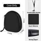 Black hard-shell headphone case dimensions with handle and strong zipper; case only