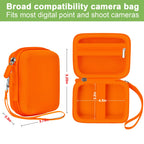 Orange protective digital camera case compatibility and interior dimensions overview