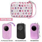 Heart-pattern case shown with compatible Phomemo and Memoking mini printers