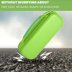 bright green hard stethoscope case shown protecting against bumps and scratches