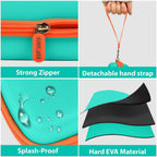 Teal and orange 3D pen case with strong zipper, detachable strap, splash-resistant shell, and hard EVA material