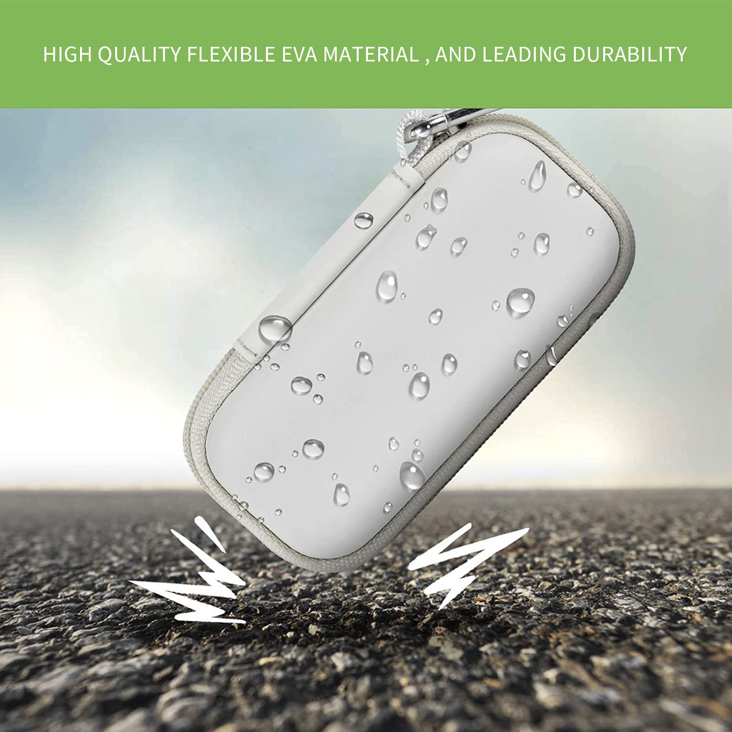 White KardiaMobile case demonstrating flexible EVA impact and water-resistant protection