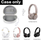 Open white foldable headphone case shown with compatible Beats Solo and Studio headphones; case only