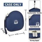 Navy blue hard-shell headphone case dimensions with handle and strong zipper; case only