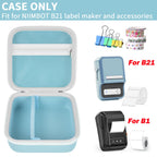 Open light blue NIIMBOT B21 and B1 label maker case with mesh pocket and divided interior; case only