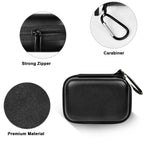 Black portable SSD case with strong zipper, carabiner, and premium hard-shell material