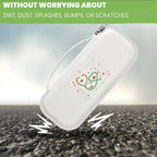 white heart-patterned hard stethoscope case shown protecting against bumps and scratches