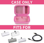Open pink mini power bank case shown with compatible portable chargers; case only