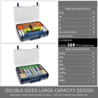 Navy blue 269-slot battery organizer case capacity chart for 269 battery slots