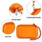 Orange charging station case with strong zipper, wrist strap, and hard EVA shell