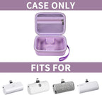 Open lavender mini power bank case shown with compatible portable chargers; case only