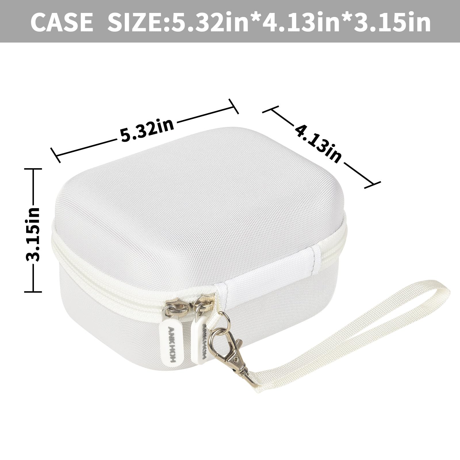 White mini printer case dimensions: 5.32 by 4.13 by 3.15 inches
