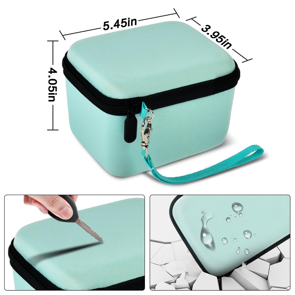 Mint green camera case dimensions with scratch, impact, and water-resistant protection