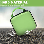 Bright green NIIMBOT printer case demonstrating dustproof and shockproof hard-shell protection