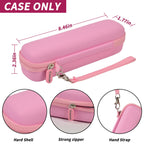 Pink slim electric toothbrush case dimensions with hard shell, zipper, and hand strap; case only
