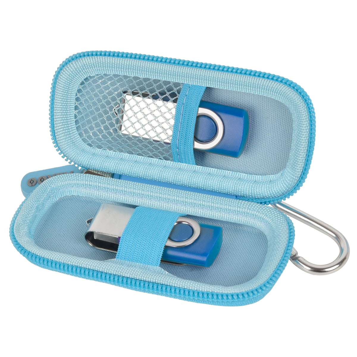 USB Flash Drive & SD Card Organizer | ALKOO – Light Blue – protective case product view