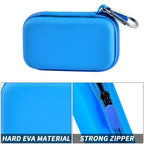 Blue hard EVA music player case with strong zipper and carabiner