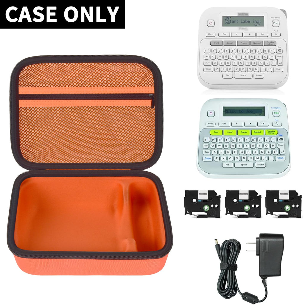 Open orange P-touch label maker case with mesh pocket; case only