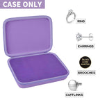 Open purple 42-slot jewelry organizer for rings, earrings, brooches, and cufflinks; case only