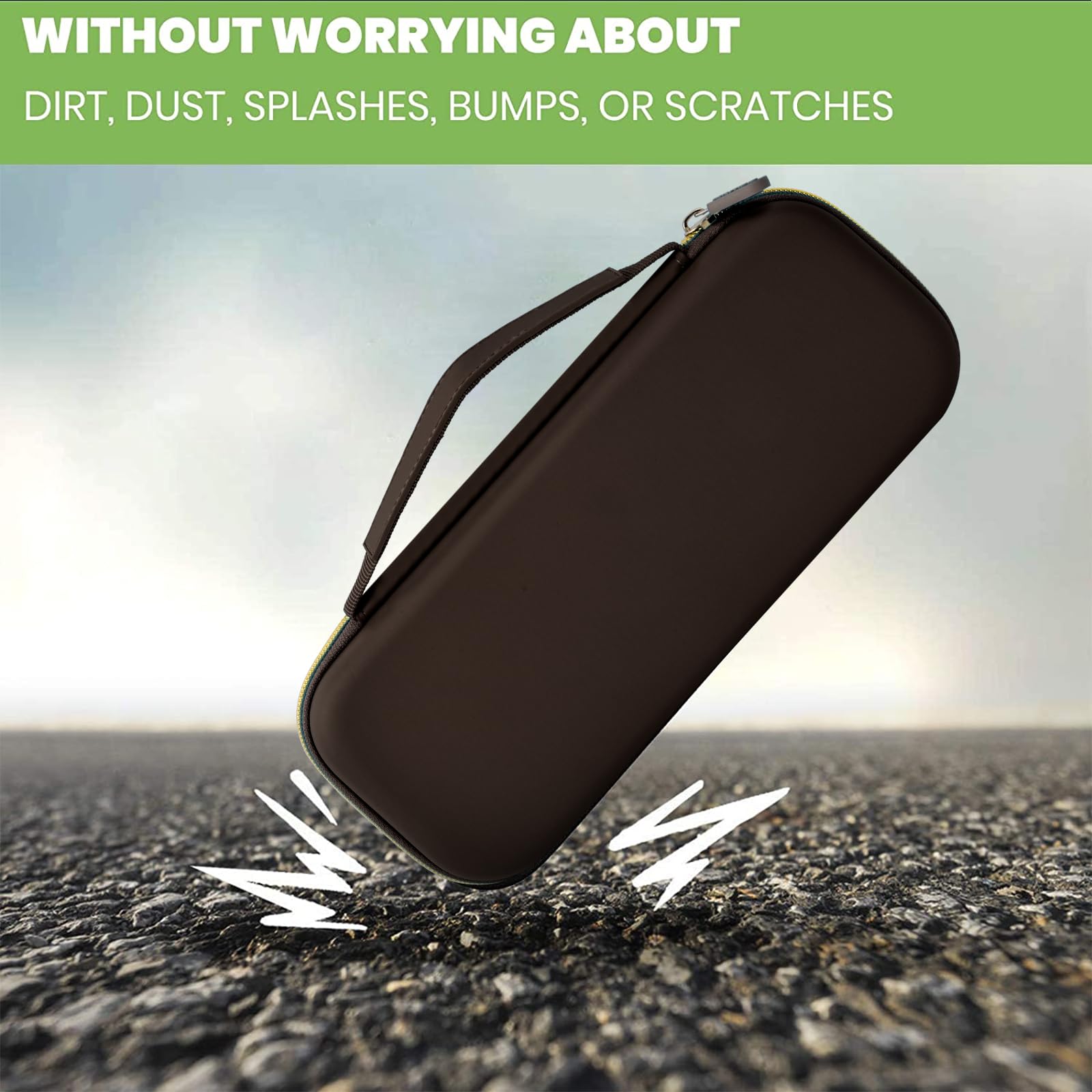 brown hard stethoscope case shown protecting against bumps and scratches