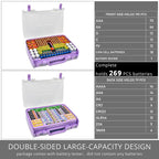 Purple 269-slot battery organizer case capacity chart for 269 battery slots
