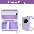 Open purple label maker case with mesh pocket and divided interior; case only