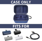 Open navy blue mini power bank case shown with compatible portable chargers; case only