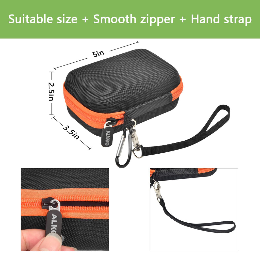 Black and orange JBL Go speaker case dimensions with smooth zipper and detachable hand strap