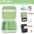 Open light green NIIMBOT B21 and B1 label maker case with mesh pocket and divided interior; case only