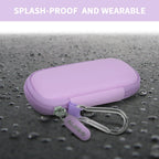 Lavender USB flash drive and SD card storage case splash-resistant exterior demonstration