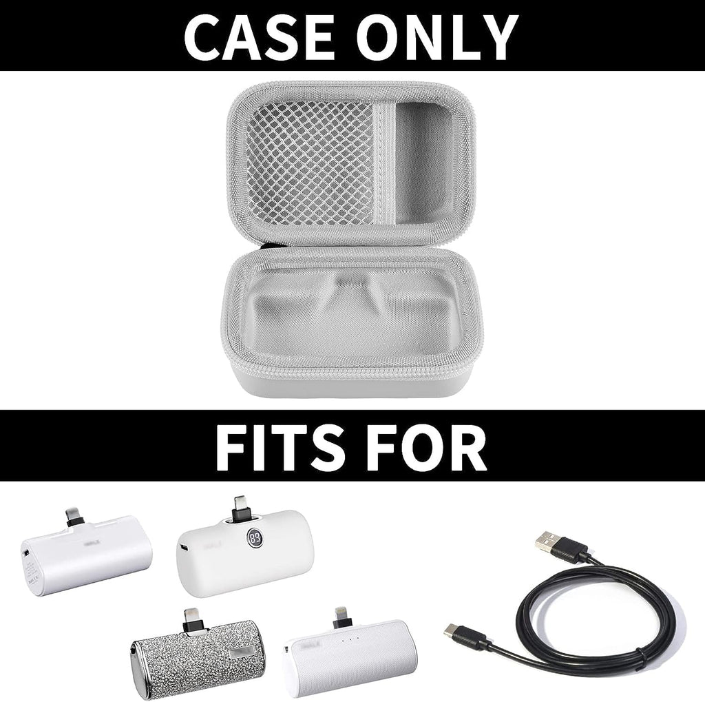 Open gray mini power bank case shown with compatible portable chargers; case only