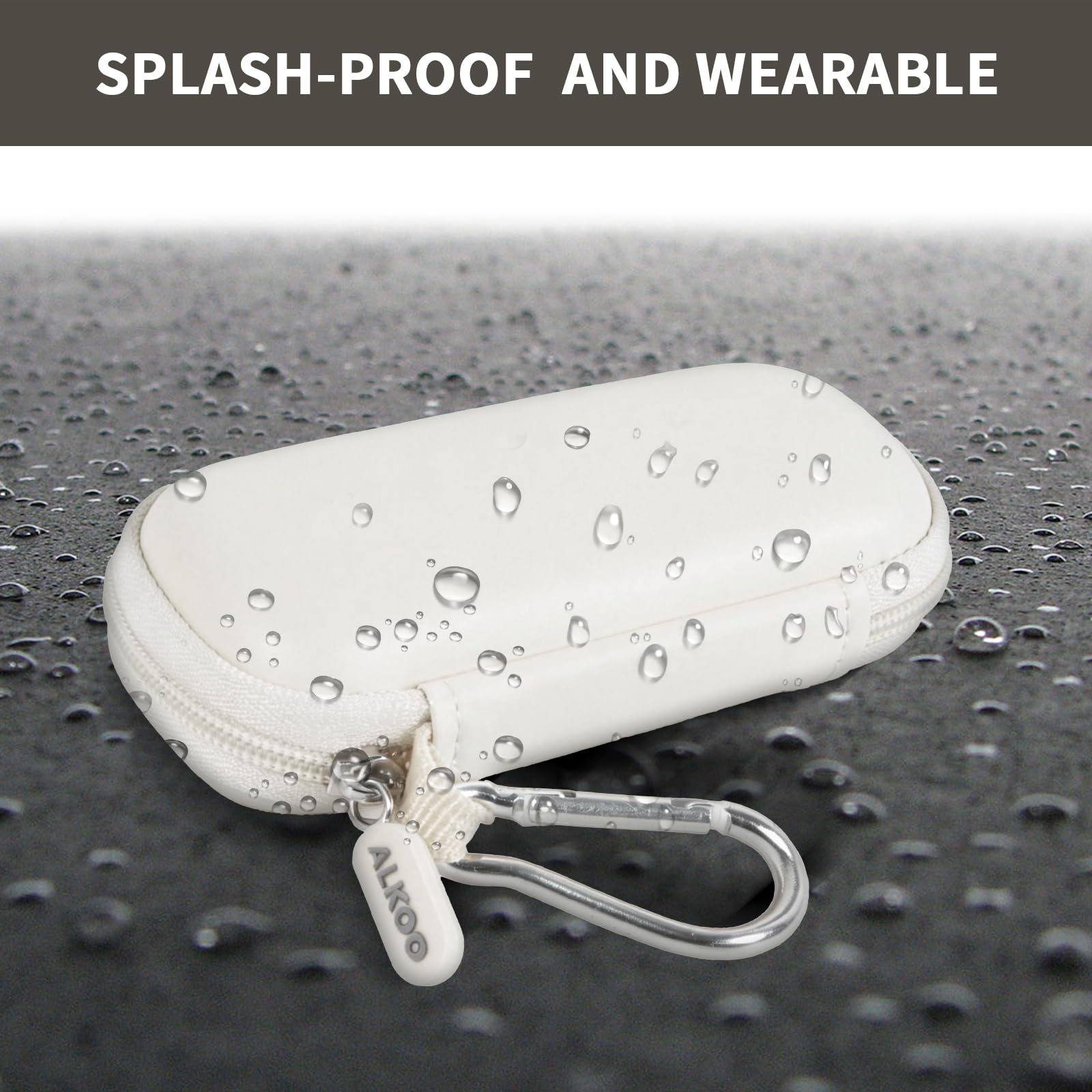 White USB flash drive and SD card storage case splash-resistant exterior demonstration
