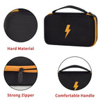 Black and yellow hard multimeter case with strong zipper and carrying handle details