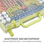 Lime green 269-slot battery organizer case dustproof and water-resistant hard case demonstration
