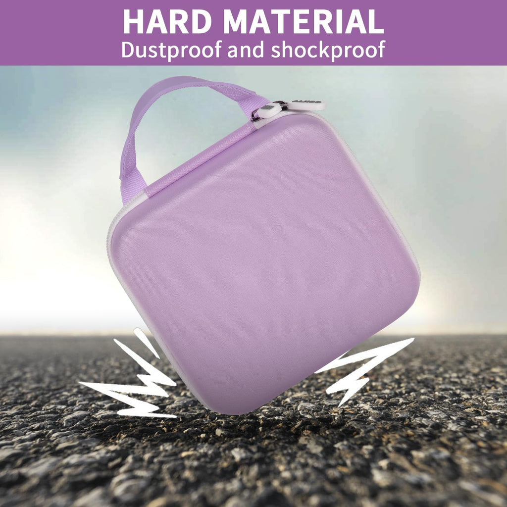 Purple NIIMBOT printer case demonstrating dustproof and shockproof hard-shell protection