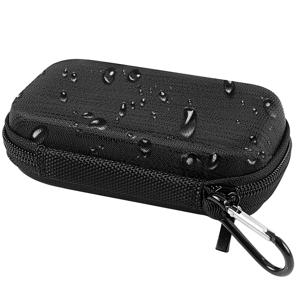 Black hard-shell music player case demonstrating water-resistant protection
