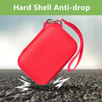 Red hard-shell JBL Go speaker case demonstrating anti-drop protection