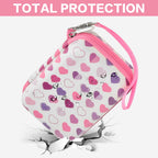 Heart-pattern label maker case demonstrating full protective construction