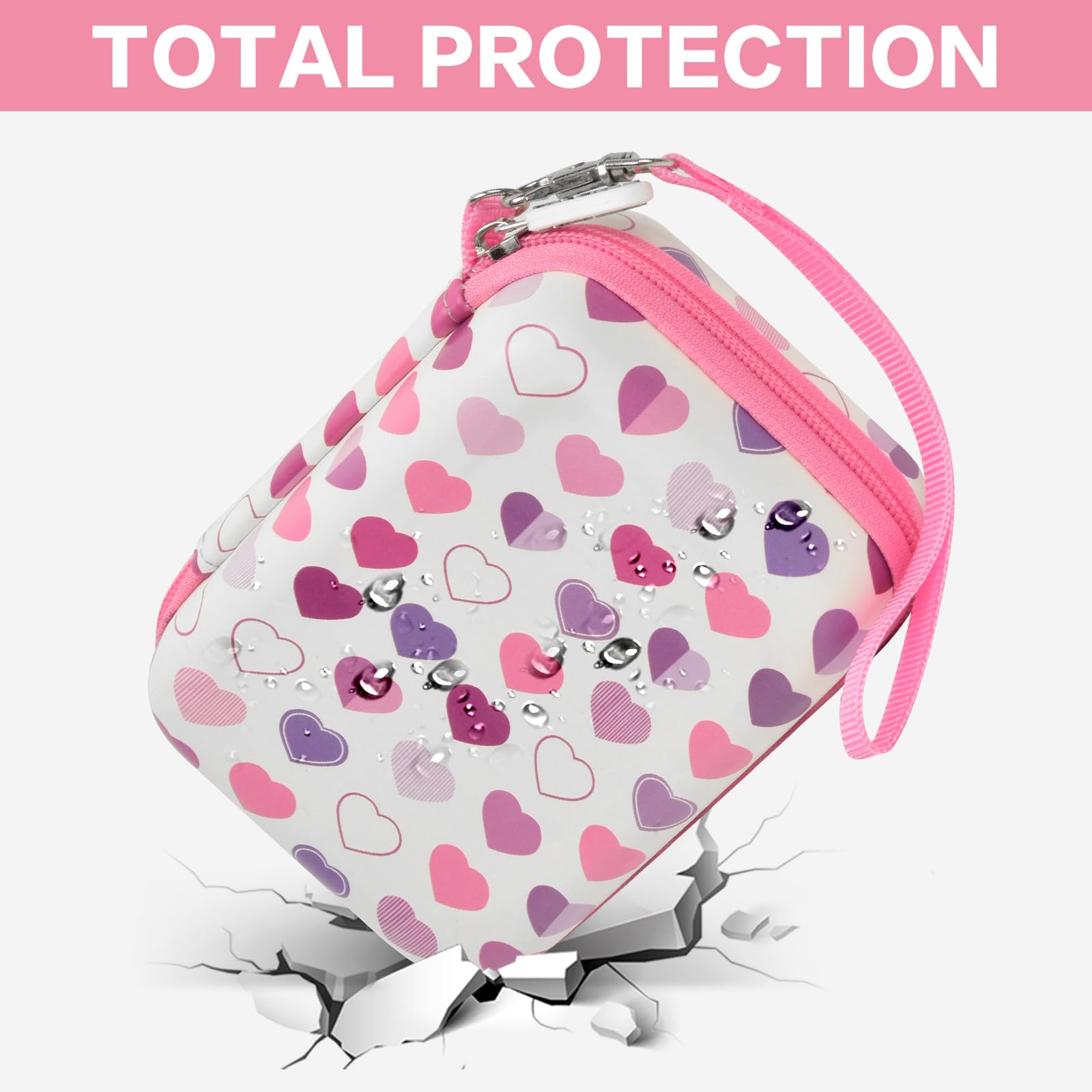 Heart-pattern label maker case demonstrating full protective construction
