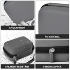 Gray camera case interior with elastic strap, mesh pocket, foam insert, and shock-absorbing padding