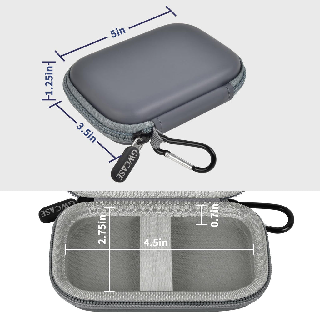 Gray Samsung portable SSD case dimensions with divided interior and elastic retaining straps
