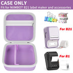 Open purple NIIMBOT B21 and B1 label maker case with mesh pocket and divided interior; case only