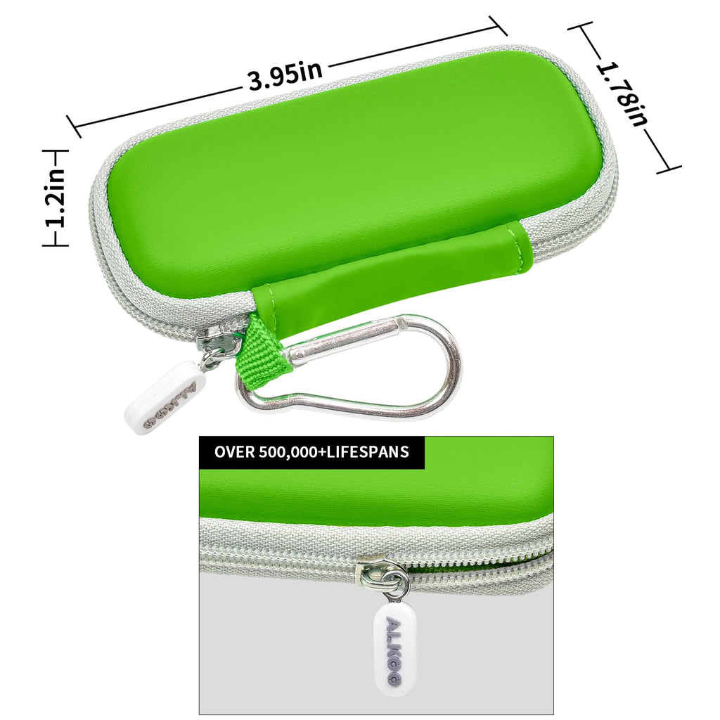Green KardiaMobile travel case dimensions with carabiner and durable zipper