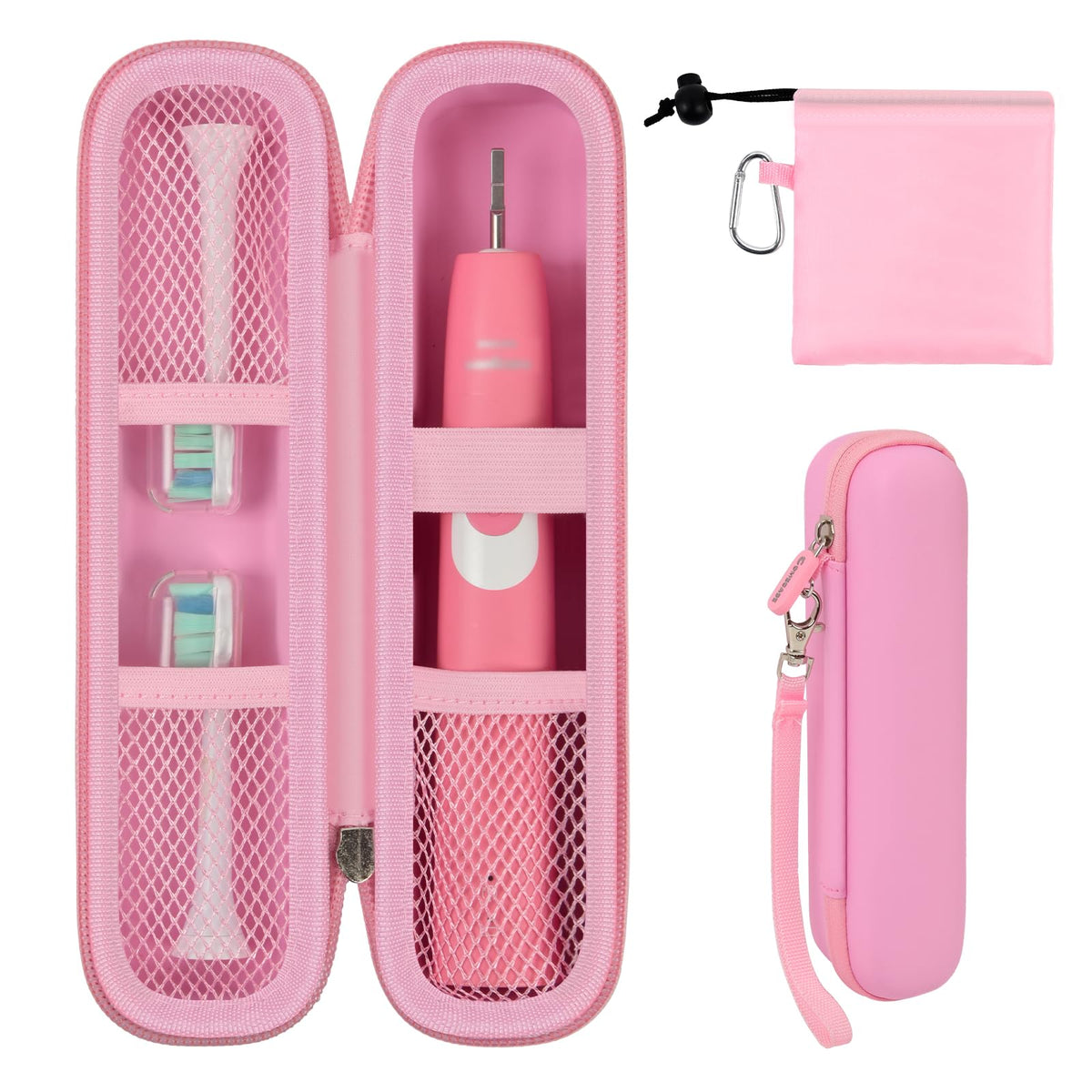 for Oral-B & Sonicare Toothbrush Travel Case – Compact Size / Pink – protective case product view