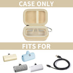Open beige mini power bank case shown with compatible portable chargers; case only