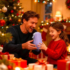 Father and daughter holding the lavender 3D printing pen case during a holiday activity