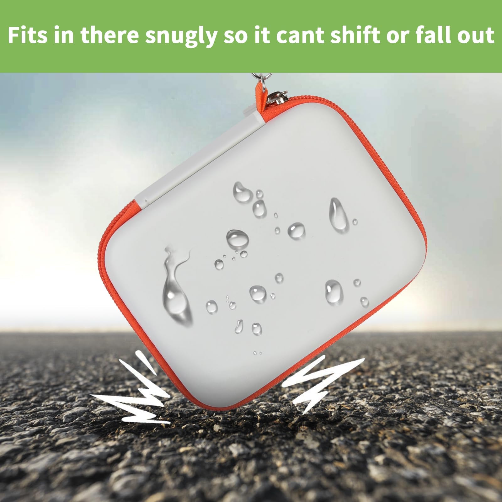 Gray and orange hard drive case demonstrating water-resistant and impact-protective shell