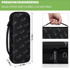 black patterned hard stethoscope case dimensions, carry handle and dual zipper details