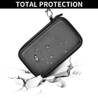 Black retro handheld console carrying case for R36MAX and R36 PRO hard-shell impact and splash protection demonstration