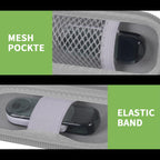 Gray USB flash drive and SD card storage case mesh pocket and elastic strap interior